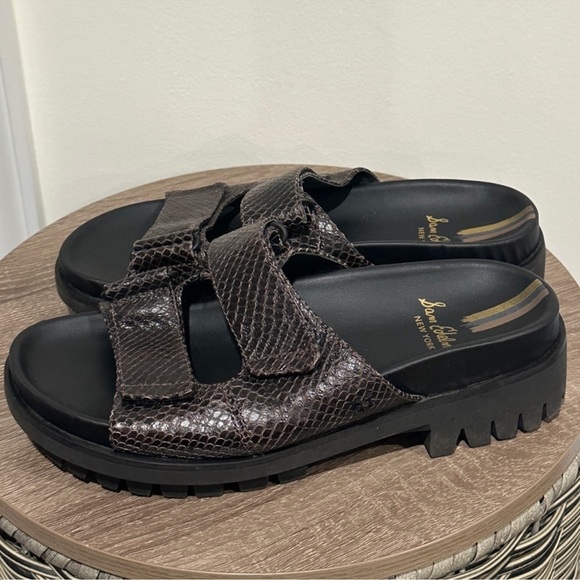 Sam Edelman Women’s Eliana Chunky Leather Brown Sandals - Picture 3 of 6